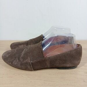 Gentle Souls Eugene Ruffle Flats Womens 8.5M Brown Leather Slip On Comfort
